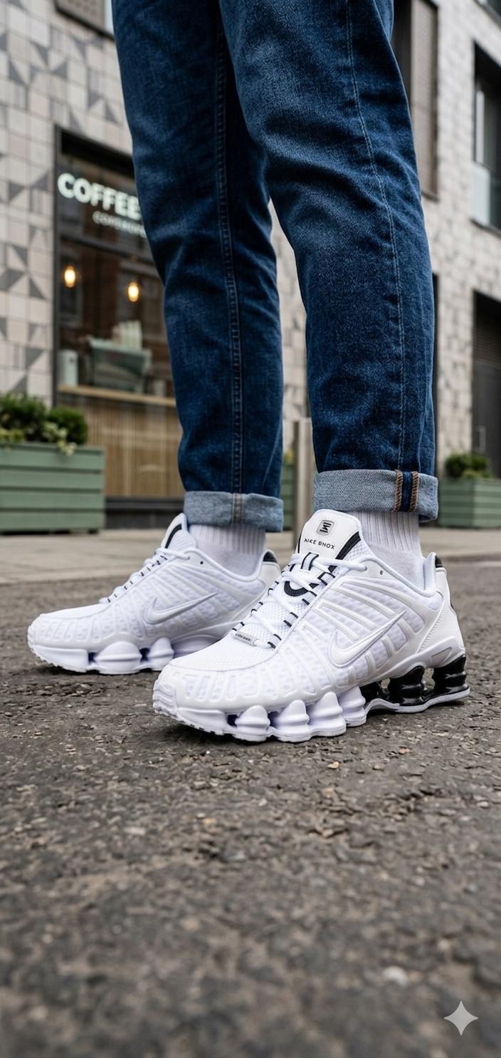 NIKE SHOX TL WHITE & BLACK Мъжки Маратонки