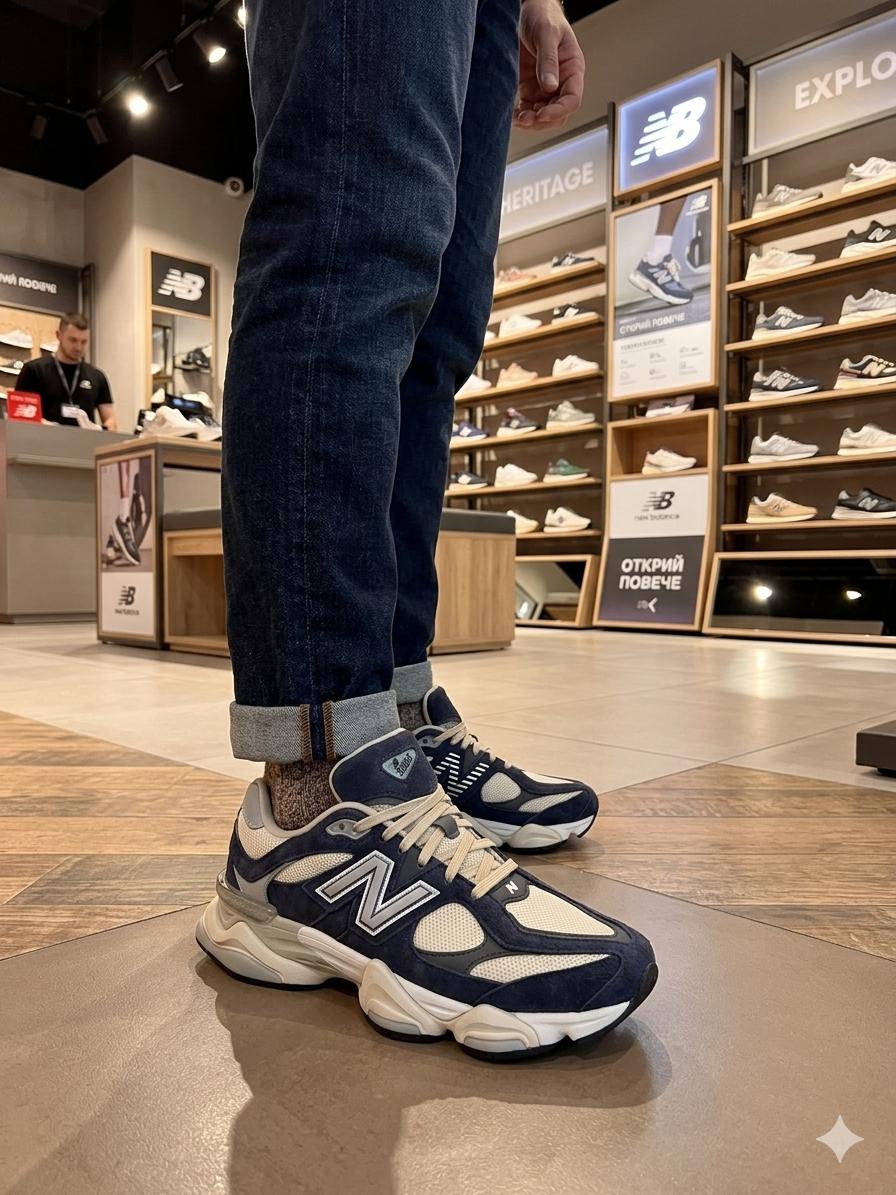 New Balance 9060 White & Navy Blue Мъжки Маратонки